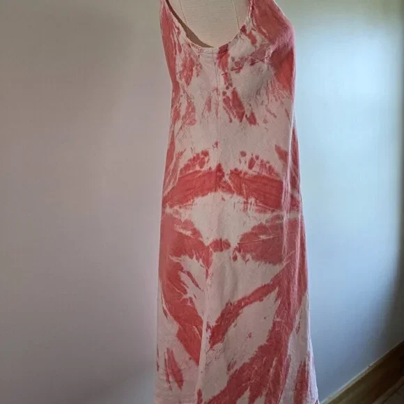 Haris Cotton Brand Dress Tie-Dye Linen Shift Sz. S Red/Pink/White Blend - Picture 5 of 13